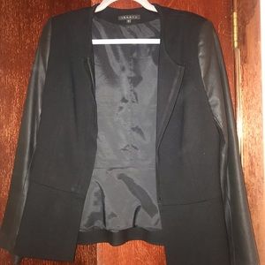 Theory leather and wool zip blazer size 12